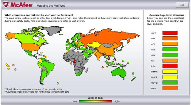 McAfee maps world's riskiest Web domains |